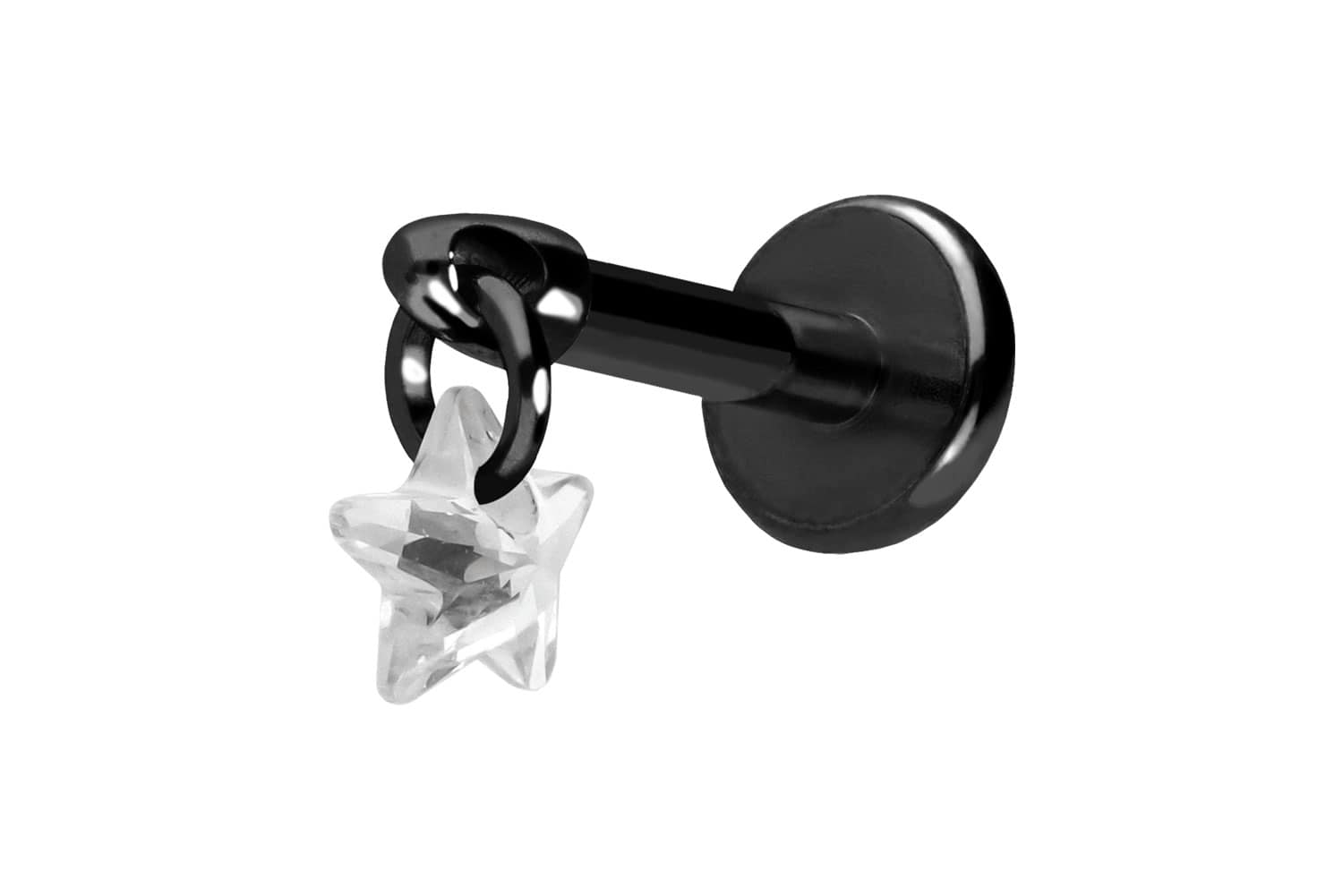 Titan Labret Piercing mit Push Fit KRISTALLSTERN